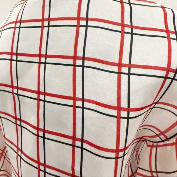 Dice Kayek Plaid Puff-Sleeve Collared Shirt- Red and White size S paid $1000 - Picture 8 of 12